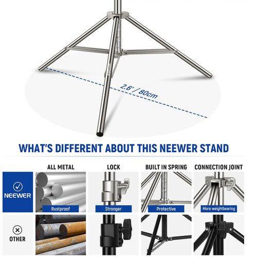 Neewer 220CM STAINLESS STEEL LIGHT STAND