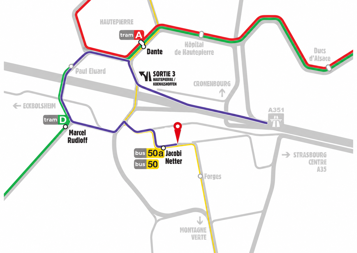 Access map — 11 rue Jacobi Netter, 67200 Strasbourg