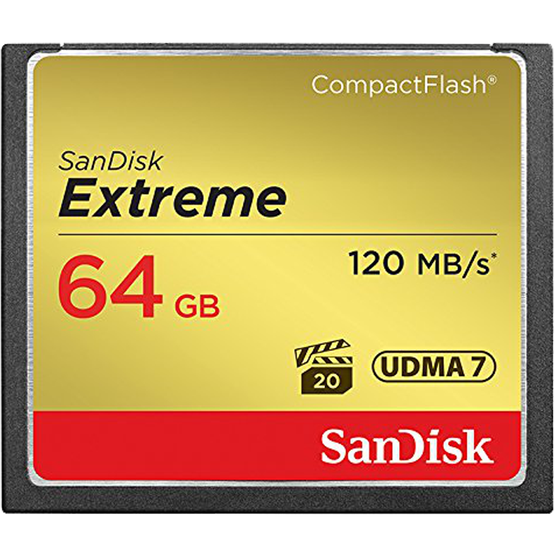 SANDISK CF Extreme 64GB (jusqu'à 120MB/S en lecture et 85MB/S en écriture) SANDISK CF Extreme 64GB (up to 120MB/s read and 85MB/s write) - Image 1